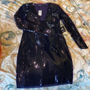 Express Blue Sequin Mini Dress